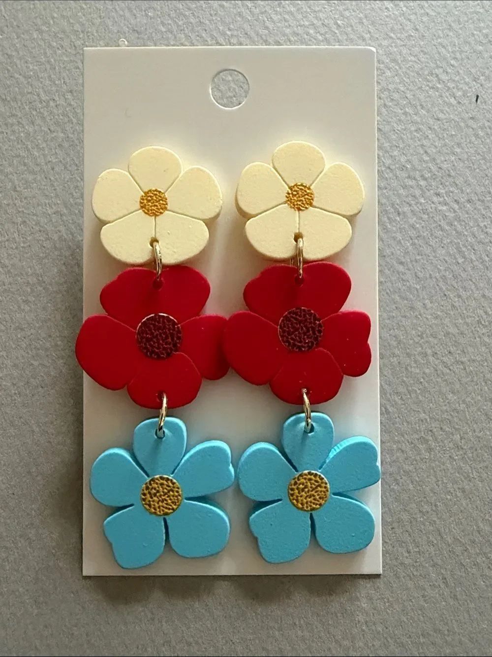 Colorful Floral Dangle Earrings A2072 - Picture 2 of 2